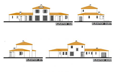 Villa provençale à étage partiel avec 2 ailes étendues